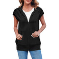 Fisoew Women'S Sleeveless Zip Up Hoodies Casual Loose Fit Drawstring Sweatshirts Lightweight Jackets Vest With Pockets
