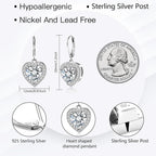 925 Sterling Silver 14K Gold Plated Heart Dangle Earrings, ALEXCRAFT Dangling Drop Earring for Trendy Women Leverback Earings Cubic Zirconia Hypoallergenic
