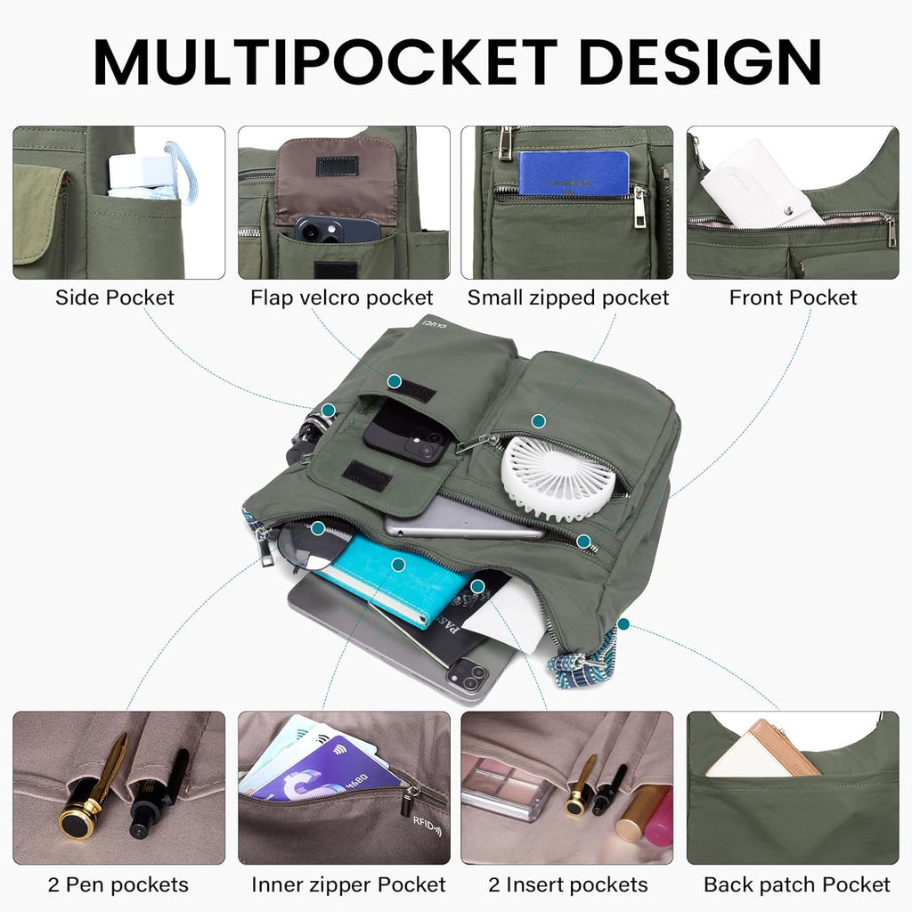 CLUCI Travel Purses for Women, Waterproof Nylon Crossbody Bags for Woman Trendy, Anti Theft Shoulder Handbags for Ladies