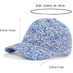 Floral Baseball Cap Cotton Dad Hat Adjustable Print Ball Cap for Women Blue