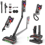 Eleckeys 650W Cordless Vacuum Cleaner For Home, Pet Hair & Hardwood Floors, 55Kpa Lightweight Vacuum Cleaners With 65 Mins Runtime, Self-Standing, Foldable Tube, Charging Dock & Anti-Tangle Brush