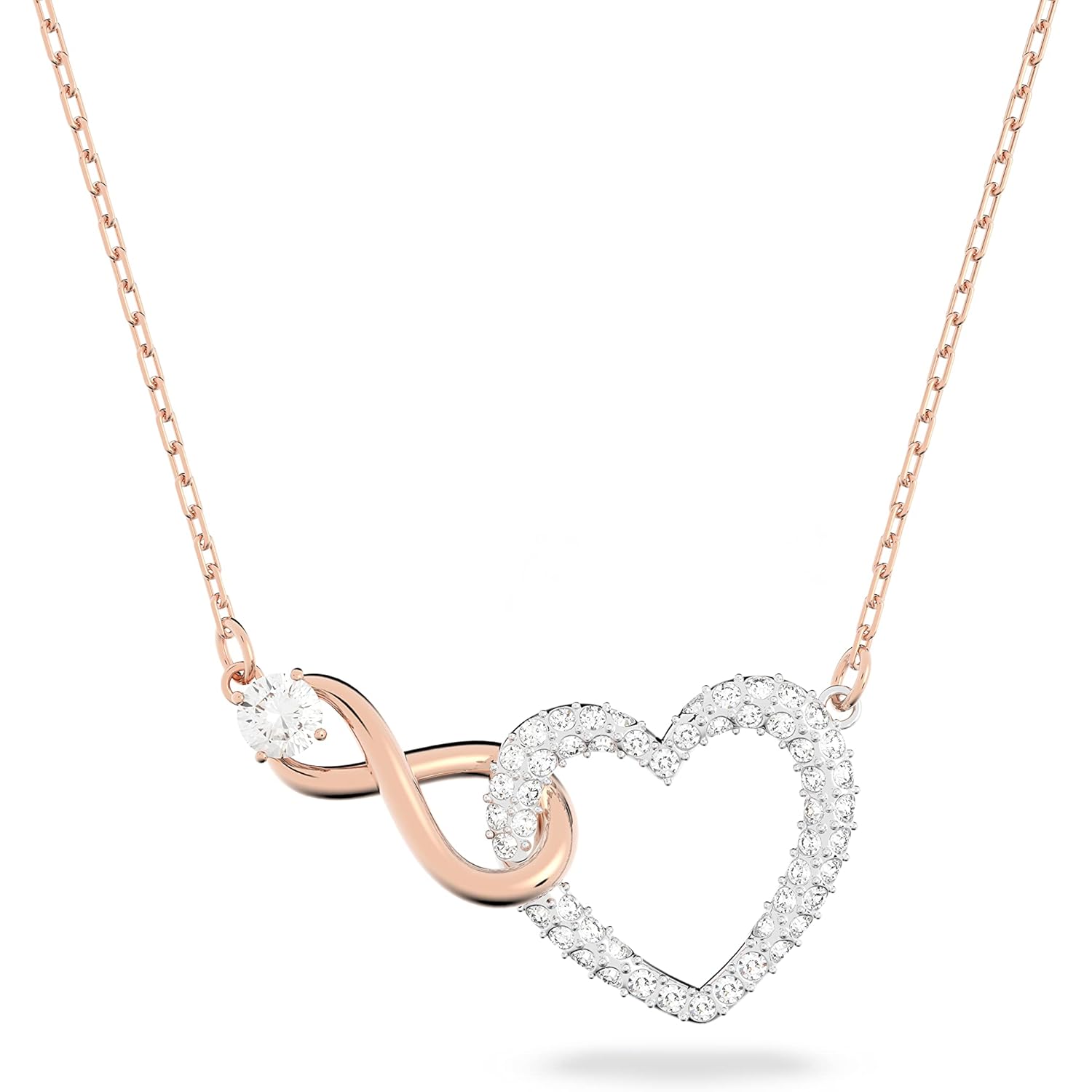 Swarovski Infinity Heart Jewelry Collection, Necklaces and Bracelets, Rose Gold & Rhodium Tone Finish, Clear Crystals