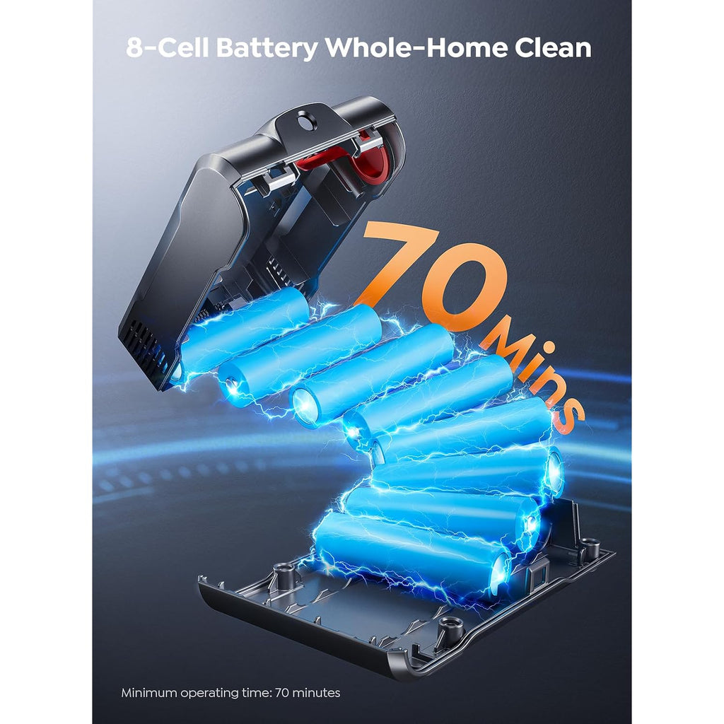 Cordless Vacuum Cleaner, 55Kpa 650W 70Mins Stick Vacuum Cleaners For Home With Motorized Bed Brush, Flexible Hose, Led Touchscreen, Auto Mode, Self-Standing & Wall Mount, For Pet Hair Carpet Floor