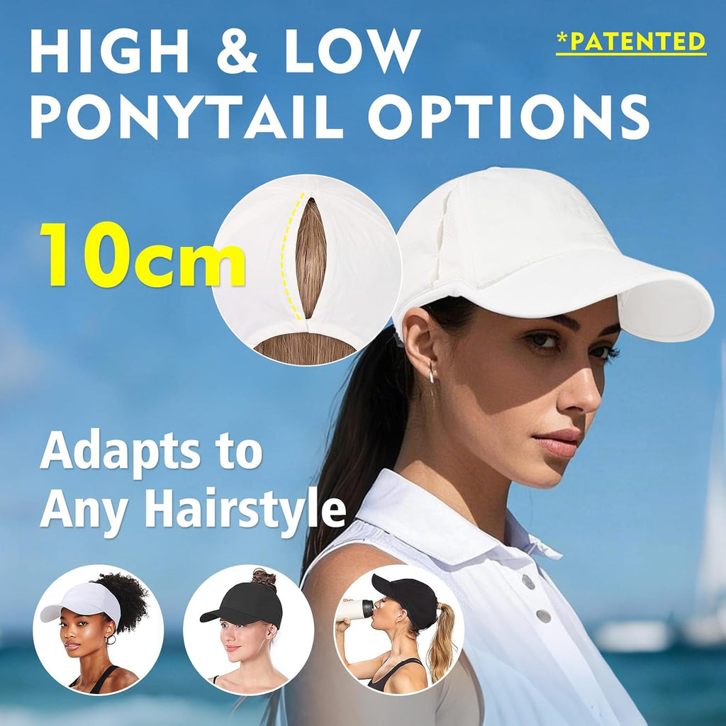 TOP-EX Cooling UV 50 High Ponytail Baseball Cap for Women Breathable & Lightweight for Running Golf Workout Sports Cap White