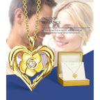Beam & Bask Rose Flower Heart Moissanite Necklaces for Wife, S925 Silver Pendant for Women, 18K Gold Plated Jewelry for Her Girlfriend Mom for Anniversary Birthday