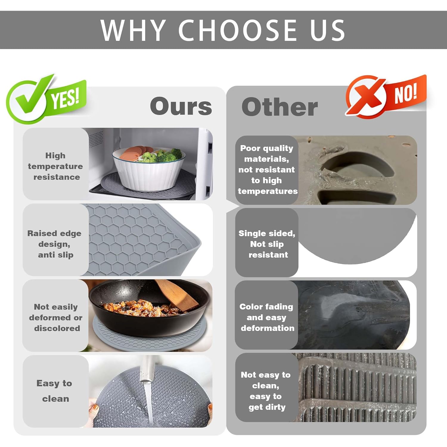 To encounter Silicone Microwave Mat - Round 12" x 12" - Set of 2 Heat Resistant Multifunctional Mat, Splatter Guard, Trivet, Hot Pad, Pot Holder