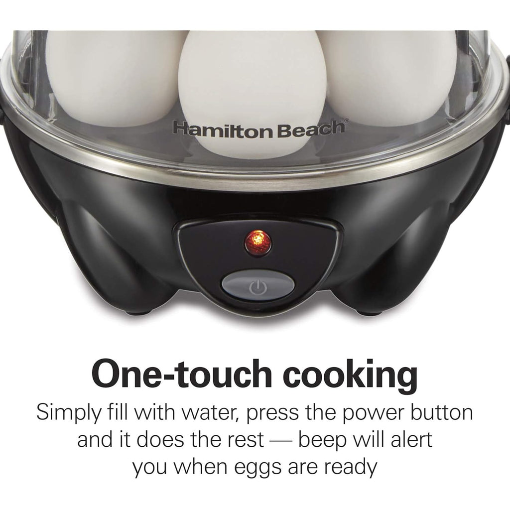 Hamilton Beach 3-In-1 Electric Hard Boiled Egg Cooker | Soft, Medium Or Hard Boiled Eggs | Egg Poacher | Omelet Maker |Vegetable Steamer | Holds 14 Eggs | Black | 25508G