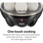 Hamilton Beach 3-In-1 Electric Hard Boiled Egg Cooker | Soft, Medium Or Hard Boiled Eggs | Egg Poacher | Omelet Maker |Vegetable Steamer | Holds 14 Eggs | Black | 25508G