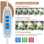 6.3In Grow Lights For Indoor Plants, Full Spectrum Plant Light | Wood Grain Grow Lamp For Tall Plants, Auto Timer & Dimmable Setting, 10-60In Height Adjustable, Stylish Indoor Garden Decor