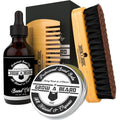 Beard Brush, Beard Comb, Beard Oil, & Beard Balm Grooming Kit for Men's Care, Travel Facial Hair Set for Growth, Styling, Shine & Softness, Great Gifts for Him, Fathers Day, Dad Gifts