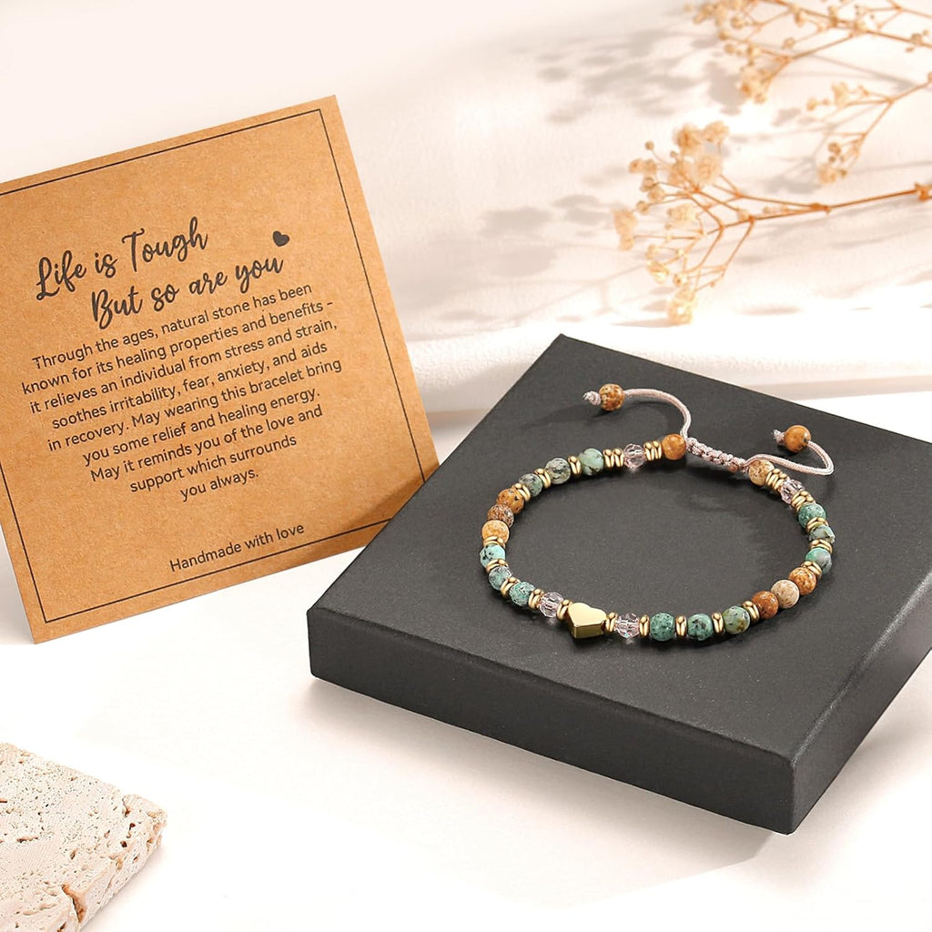 yupoxiu Inspirational Gifts for Women Birthday - Healing Natural Stone Bracelets, Thinking of You Get Well Soon Gifts for Women Friend Sister
