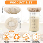 6 Pack Sourdough Starter Jar Covers Cloth - Reusable Linen Covers Cloth for Elastic Sourdough Starter Container, Unbleached Fabric Bread Fermentation Cover for Most 3-4 Inch Glass Mason-Jars