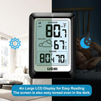 Indoor Outdoor Thermometer Wireless Weather Station, Internal External Thermometer Hygrometer, Home Batteryoperated Temperature Humiditymonitors330 Feet (About 100 Meters) Backlight Display (Black)