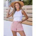 Jean Shorts for Women High Waisted Wide Leg Elastic Waist Stretchy Denim Jorts Summer Causal Shorts with Pockets