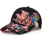 Trucker Hats California H Womens Hat Trendy Creativity Flowers Butterfly Sequins Embroidered Baseball Cap Black