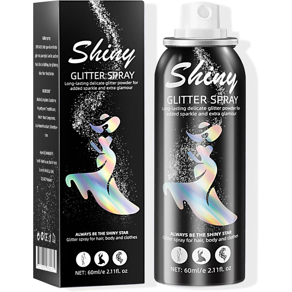 Body Glitter, Body Glitter Spray, Glitter Spray For Hair And Body, Long-Lasting And Quick-Drying Silver Glitter Hairspray Suitable For Stage, Festival Rave And Makeup Prom (2.11 Fl Oz)