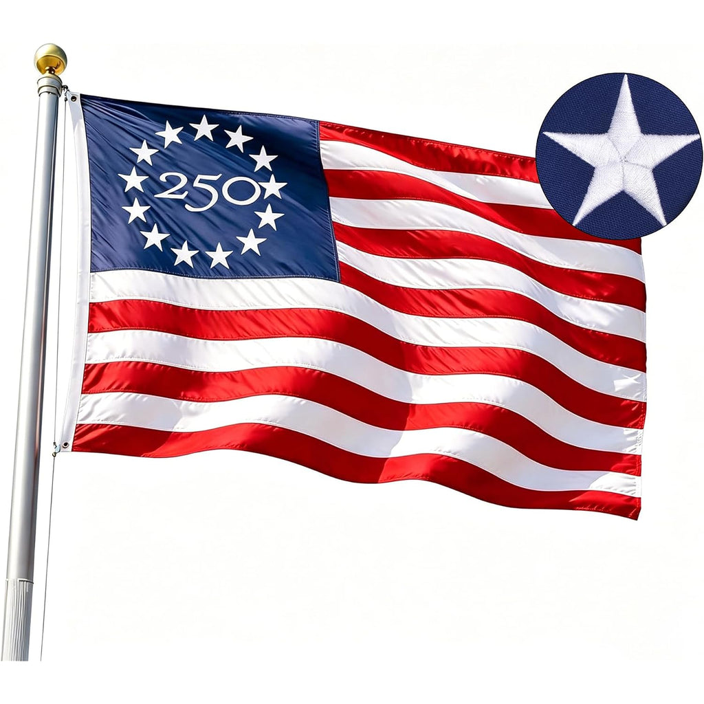 Embroidered 250 Years Usa Anniversary 3X5 Ft Outside Flag - Embroidered Star, Heavy-Duty Outdoor, Fade-Resistant, Reinforced Stripes & Brass Grommets Patriotic High Wind Us Flags