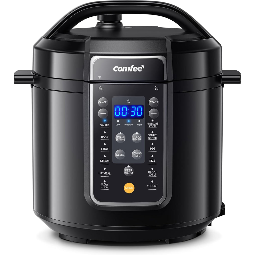 Comfee’ 12-In-1 Electric Pressure Cooker, Instant Multi, Non-Stick Pot, Yogurt Maker, Rice Cooker, Slow, Sauté Steamer, Pressure Cooker 6 Quart Black