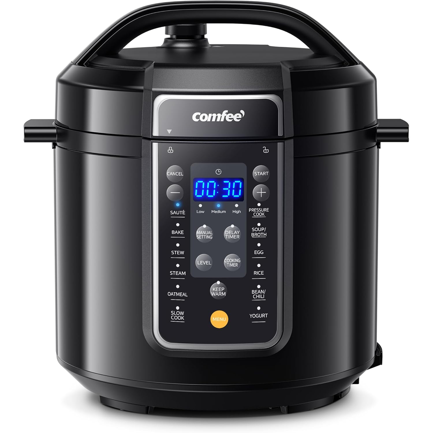 Comfee’ 12-In-1 Electric Pressure Cooker, Instant Multi, Non-Stick Pot, Yogurt Maker, Rice Cooker, Slow, Sauté Steamer, Pressure Cooker 6 Quart Black