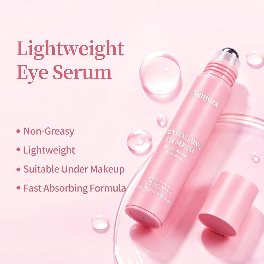 Retinol & Caffeine Under Eye Roller Serum | Xenjura Cooling Eye Cream For Puffy Eyes & Dark Circles | Anti Aging Wrinkle Remover For Fine Lines | Vegan Skincare (20Ml / 0.7 Fl Oz)