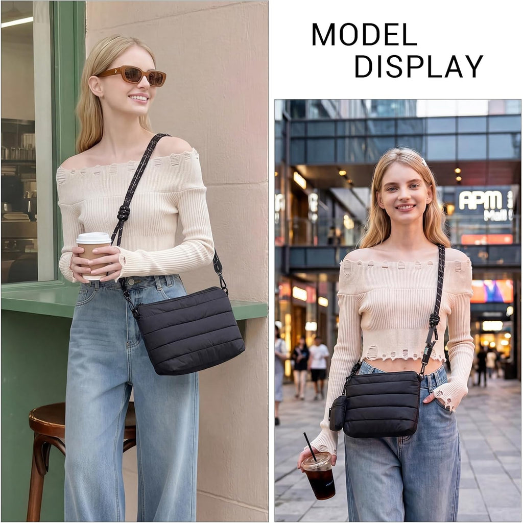 Acuario Crossbody Bags For Women - Puffy Tote Bag Purse For Work, Travel, Shoulder Handbag With Small Wallet