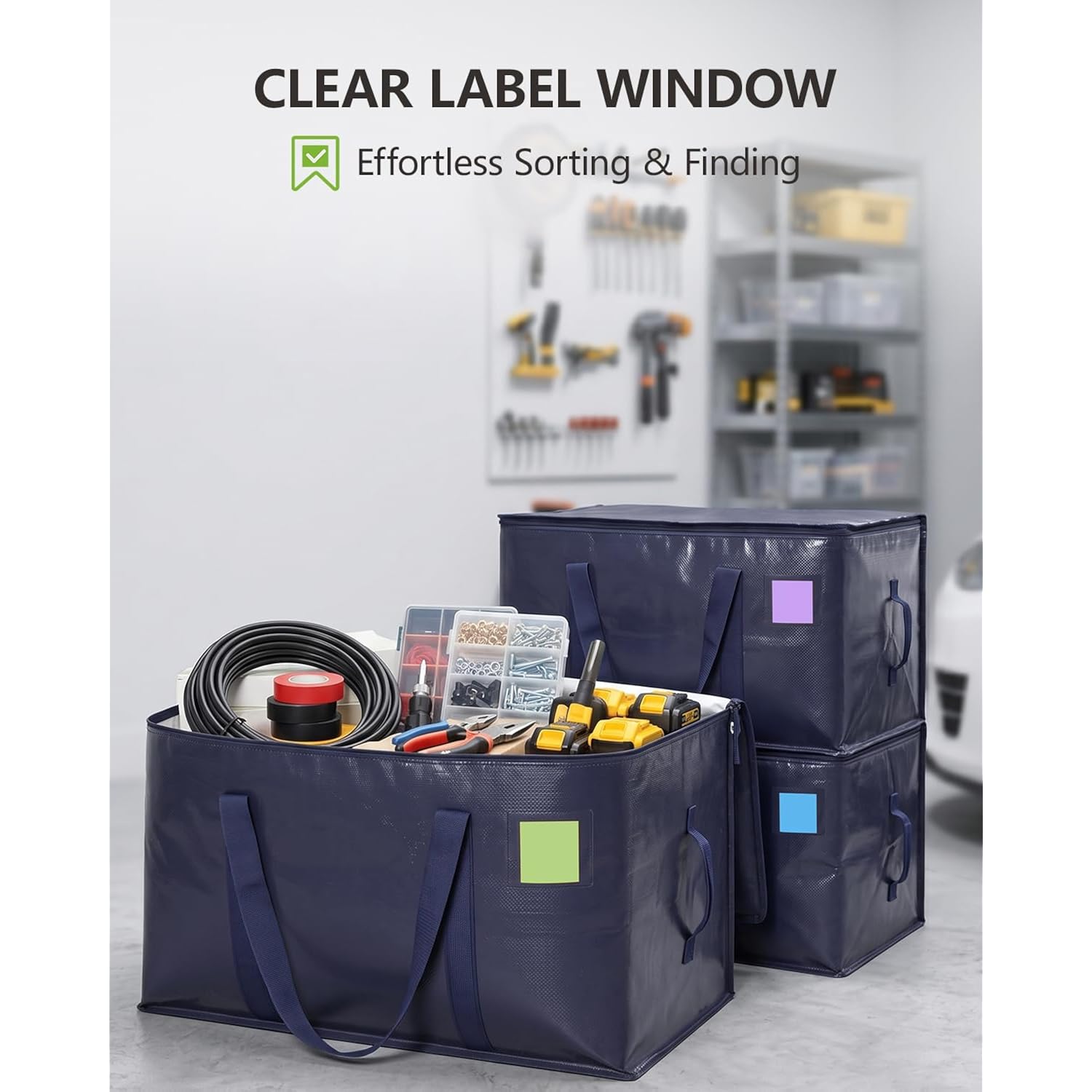 Heavy Duty Moving Bags Extra Large, Premium Storage Bags With Durable Zippers, Reinforced Handles, Moving Supplies For Clothes, Bedding, College Dorm Essentials, 8 Pack Blue