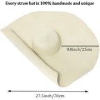 Oversized Beach Straw Hat For Women, Fashion Large Wide Brim Visor Hats Handmade Roll Up Floppy Sun Hat For Summer Beach Cap