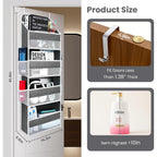 Over The Door Organizer With Lifetimewarranty, 4 Shelves & 4 Side Pockets, Large Storage Rack Holds 44Lb, Heavy-Duty Reinforced Mesh Shelf For Bathroom, Closet, Toy Organization, Shoes, Towels, Grey