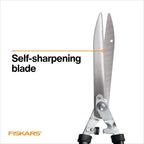 Fiskars Power-Lever Extendable Hedge Shears, Self-Sharpening Serrated Steel Blades For Clean Cuts, Handles Adjust 25"-33" For High Reach, Multiplies Leverage For 2X Power, 10" Blades, Orange/Black
