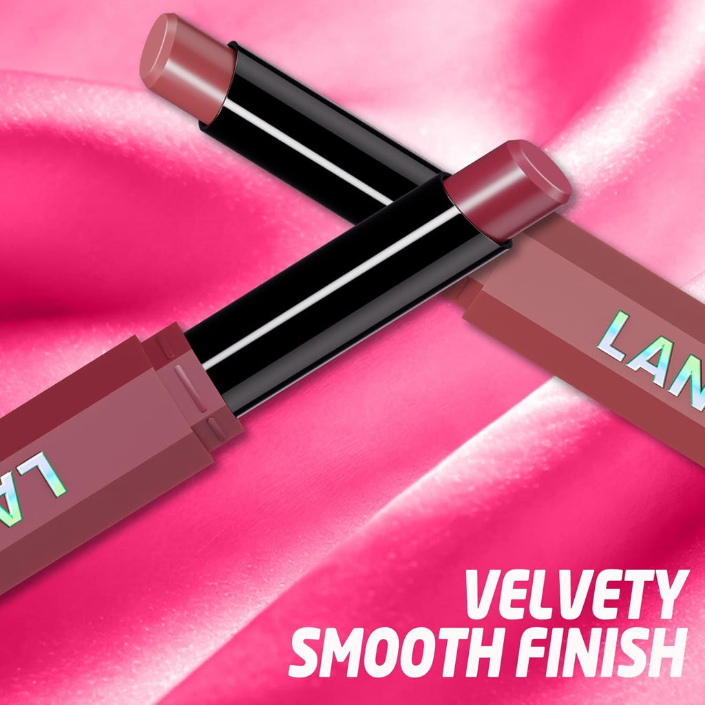 BestLand 6PCS Pink & Rose Matte Lipstick Set – Soft Nude Pink, Dusty Rose & Berry Shades – Creamy Velvet Long Lasting Lip Color Collection – Lightweight Full Coverage Blur Effect Lip Makeup Kit