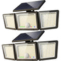Solar Outdoor Lights Motion Sensor, 2500Lm 286 Led Security Flood Lights With Visual Battery & Mode Display, 3 Lighting Modes, Ip65 Waterproof 3-Head Wide Angle For Garage, Yard, Patio (2 Pack)