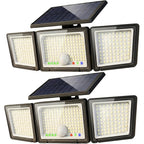 Solar Outdoor Lights Motion Sensor, 2500Lm 286 Led Security Flood Lights With Visual Battery & Mode Display, 3 Lighting Modes, Ip65 Waterproof 3-Head Wide Angle For Garage, Yard, Patio (2 Pack)