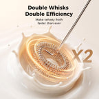 Rechargeable Milk Frother Handheld, Electric Foam Maker With Dual Spring Whisk, 3 Speeds For Coffee, Latte, Matcha, Hot Chocolate, Portable Charging Usb-C Stainless Steel Hand Drink Mixer