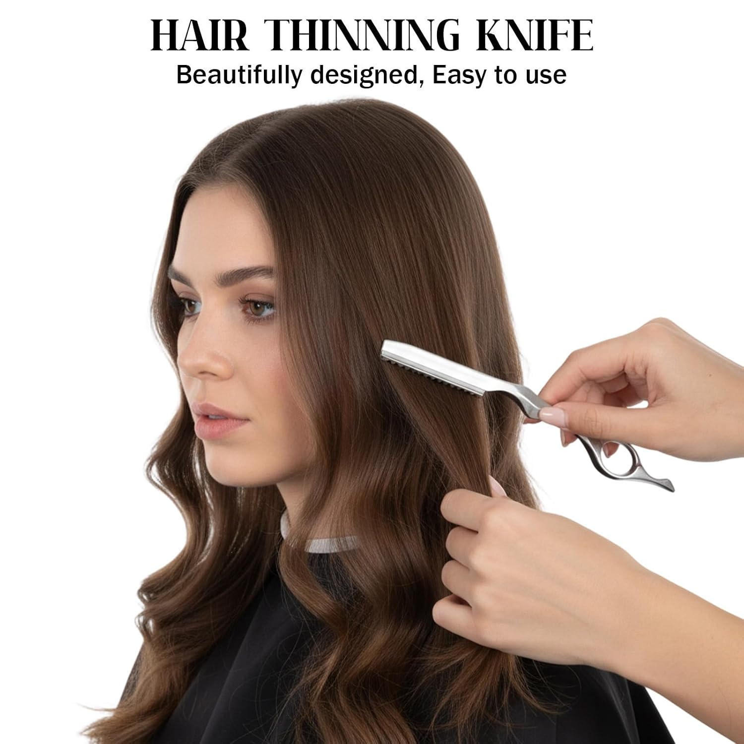 Hair Razors For Cutting Hair, 6.9" Stainless Steel Hair Thinning Razor Kit With 10Pcs Replacement Blades, Professional Styling Texturizing Cutting Razor Tool For Salon And Home