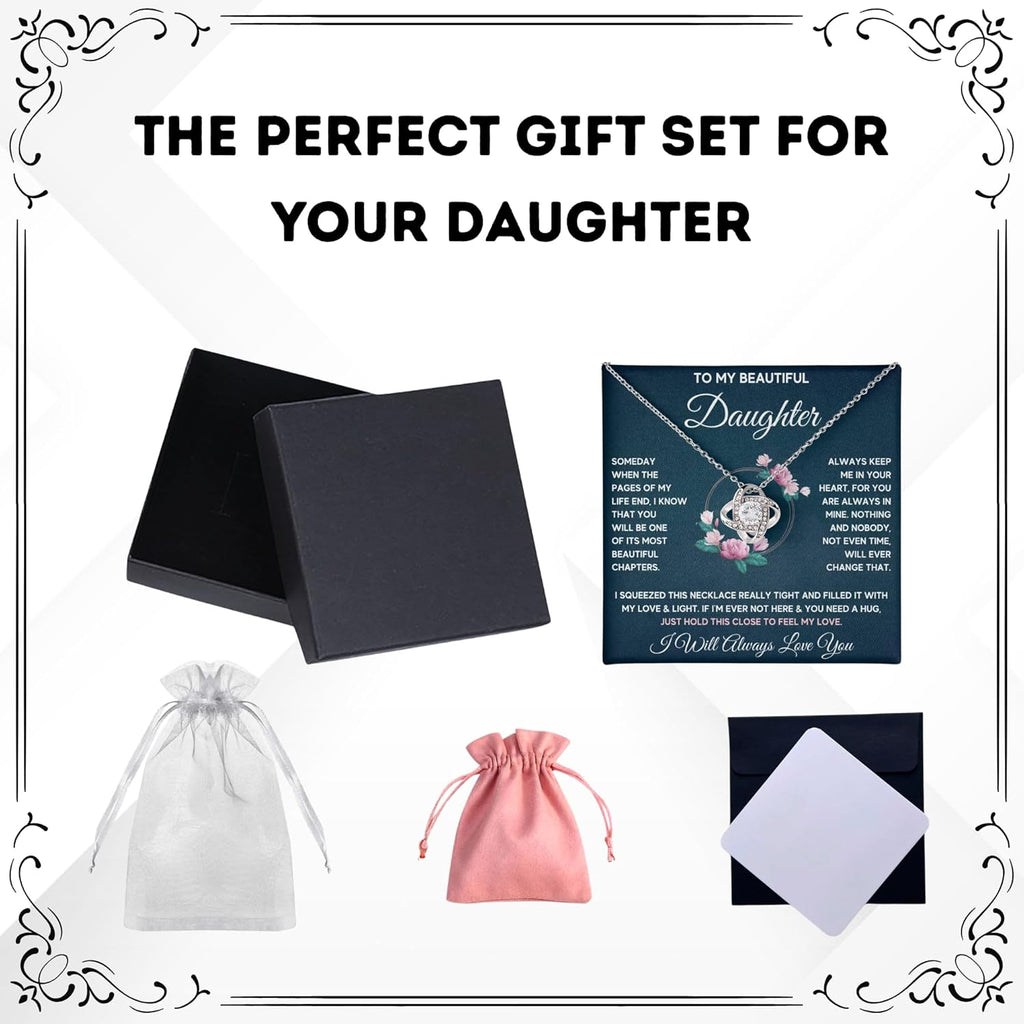 Daughter Gift From Mom Mother Daughter Necklace Birthday Graduation Christmas Jewelry Gifts For My Beautiful Daugther Adult with Message Card and Box