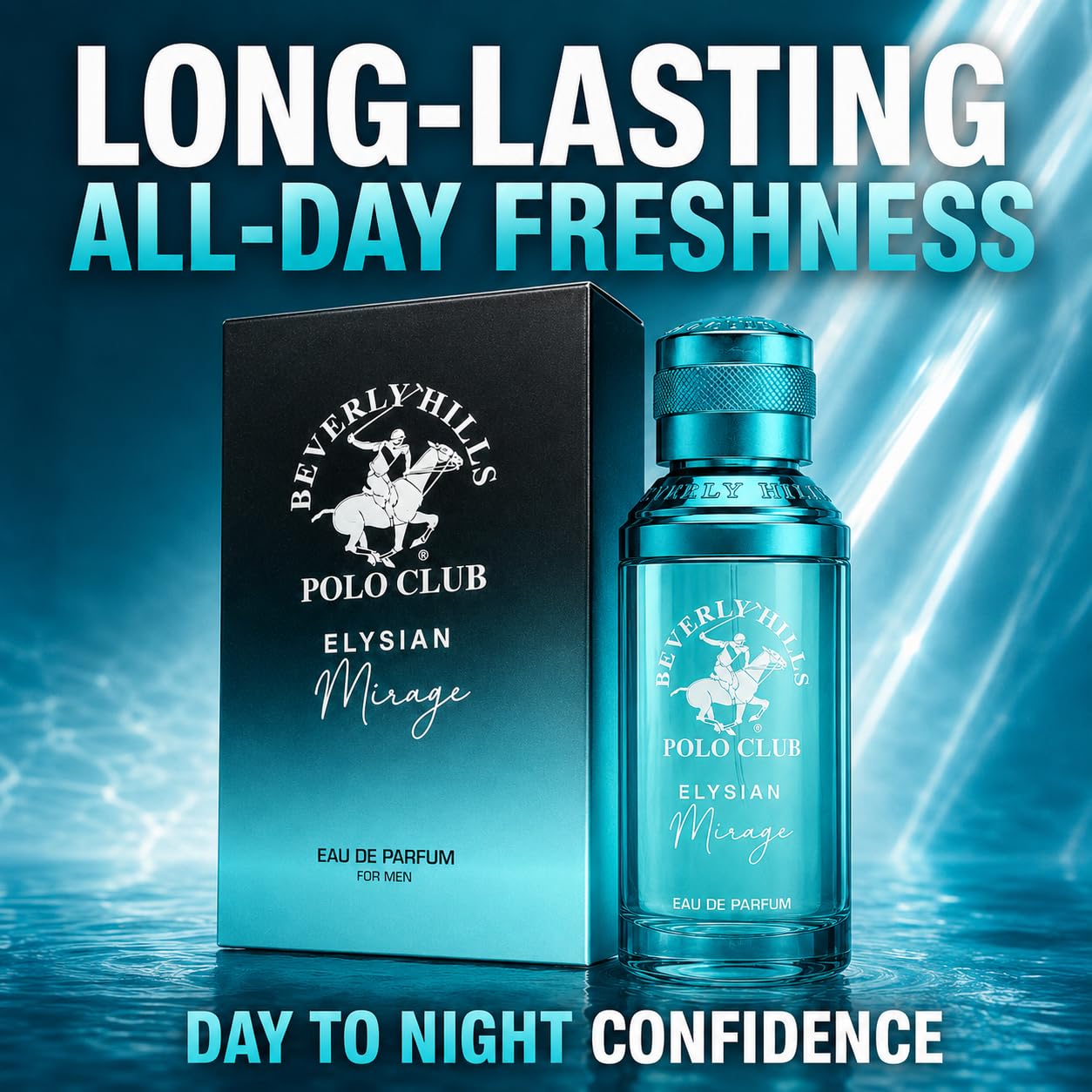 Beverly Hills Polo Club Elysian Mirage Eau De Parfum For Men – 3.4 Fl Oz / 100Ml | Fresh Citrus & Ginger Cologne | Long Lasting All Day Wear