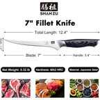 Shan Zu 7 Inch Fillet Knife, Japanese Super Steel Boning Knife, Professional Ultra Sharp Fish Knife With K133 Ergonomic Handle, Black Tortoise Genbu Series