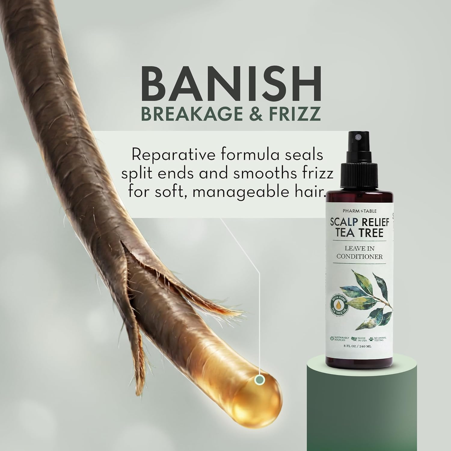 Leave In Conditioner Spray - Tea Tree Scalp Treatment - Anti-Dandruff and Dry & Itchy Scalp Treatment, Hydrating & Medicated Formula for Psoriasis and Scalp Care - Detangles & Nourishes Hair.