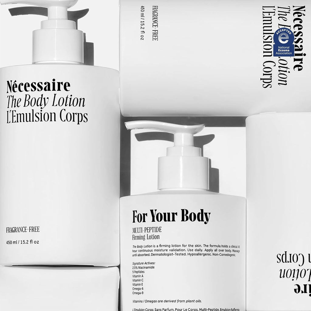 Nécessaire The Body Lotion - Fragrance-Free - Multi-Peptide Moisturizer - Firming Body Lotion For Women + Men. 2.5% Niacinamide. Non-Comedogenic + Hypoallergenic For Sensitive Skin – 450Ml/15.2 Fl Oz
