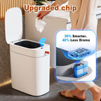 Bathroom Trash Can With Lid, Automatic Motion Sensor Trash Can, 3.5 Gallon Garbage Can, Type-C Rechargeable, Bag-Holding Design, One-Pull Auto Packing, Quiet-Close Hinge For Bedroom, Office