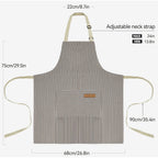 2 Pack Kitchen Cooking Aprons, Adjustable Bib Soft Chef Apron With 2 Pockets For Men Women(Black/Brown Stripes)