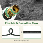 100 Ft Garden Hose, Flexible Rubber Water Hose 5/8", Heavy Duty, Lightweight Hose, Burst 600 Psi With Solid Brass Male To Female Fittings, Leakproof Hose For Backyard, Garden