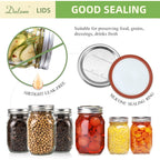 Dalzom® 24Pcs Canning Lids with 24Pcs Rings Regular Mouth, Premium Mason Jar Lids with Bands/Rings for Ball, Kerr Jars - Food Grade Material, 100% Fit & Airtight for Regular Mouth Mason Jars