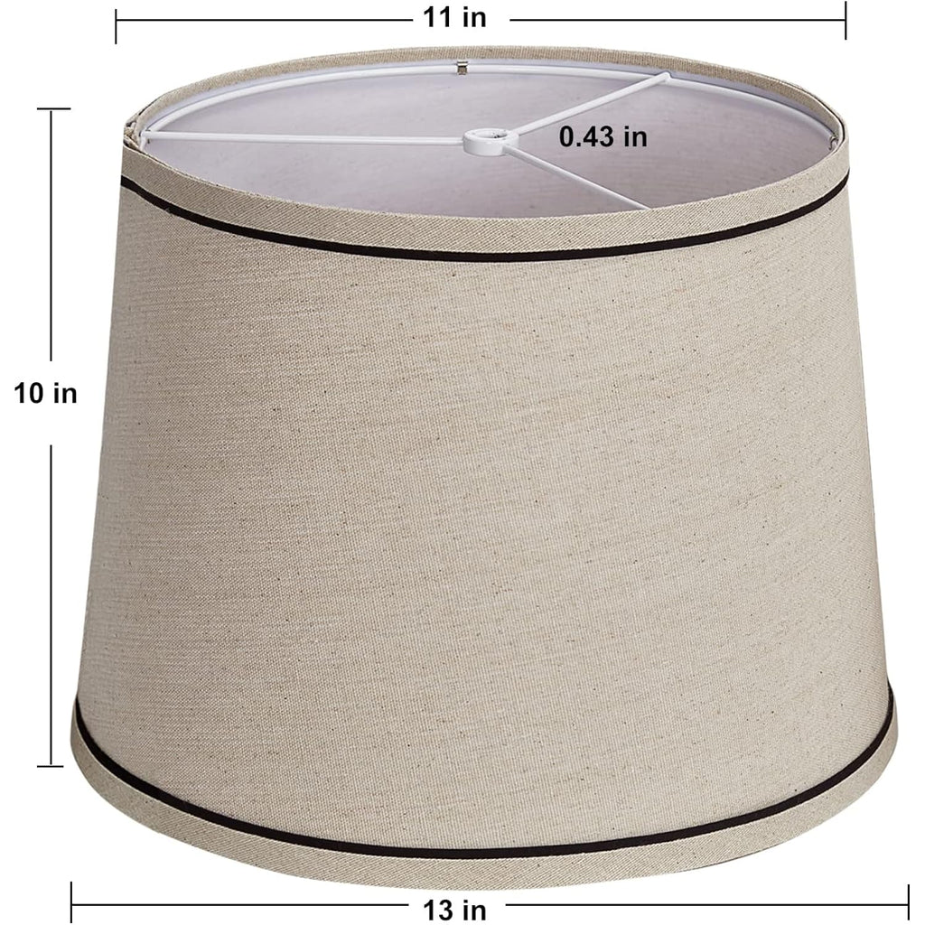 Lampshades Medium Set Of 2 For Table/ Floor Lamps, High, Medium Fabric Drum Lampshades, 13" Top X 11" Bottom X 10" Lampshades, Harp Holder Included