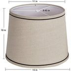Lampshades Medium Set Of 2 For Table/ Floor Lamps, High, Medium Fabric Drum Lampshades, 13" Top X 11" Bottom X 10" Lampshades, Harp Holder Included