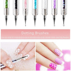 Nail Art Brushes 9PCS Nail Brush Set with Liner Brush and Dotting Pens for Home and Professional Salon Use