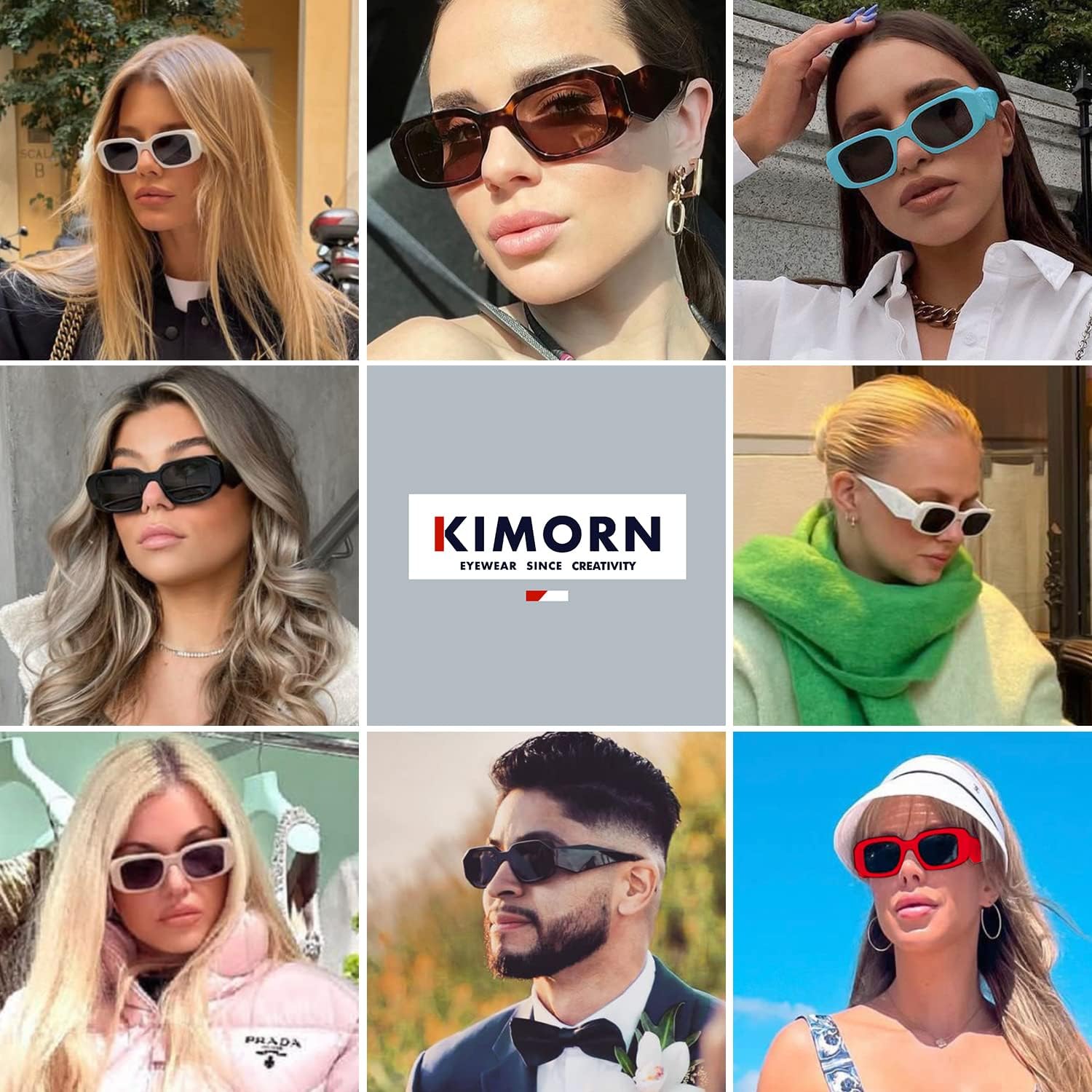 Kimorn Rectangle Sunglasses For Women Men Trendy Retro Trendy Sun Glasses 90’S Vintage Square Frame K1307