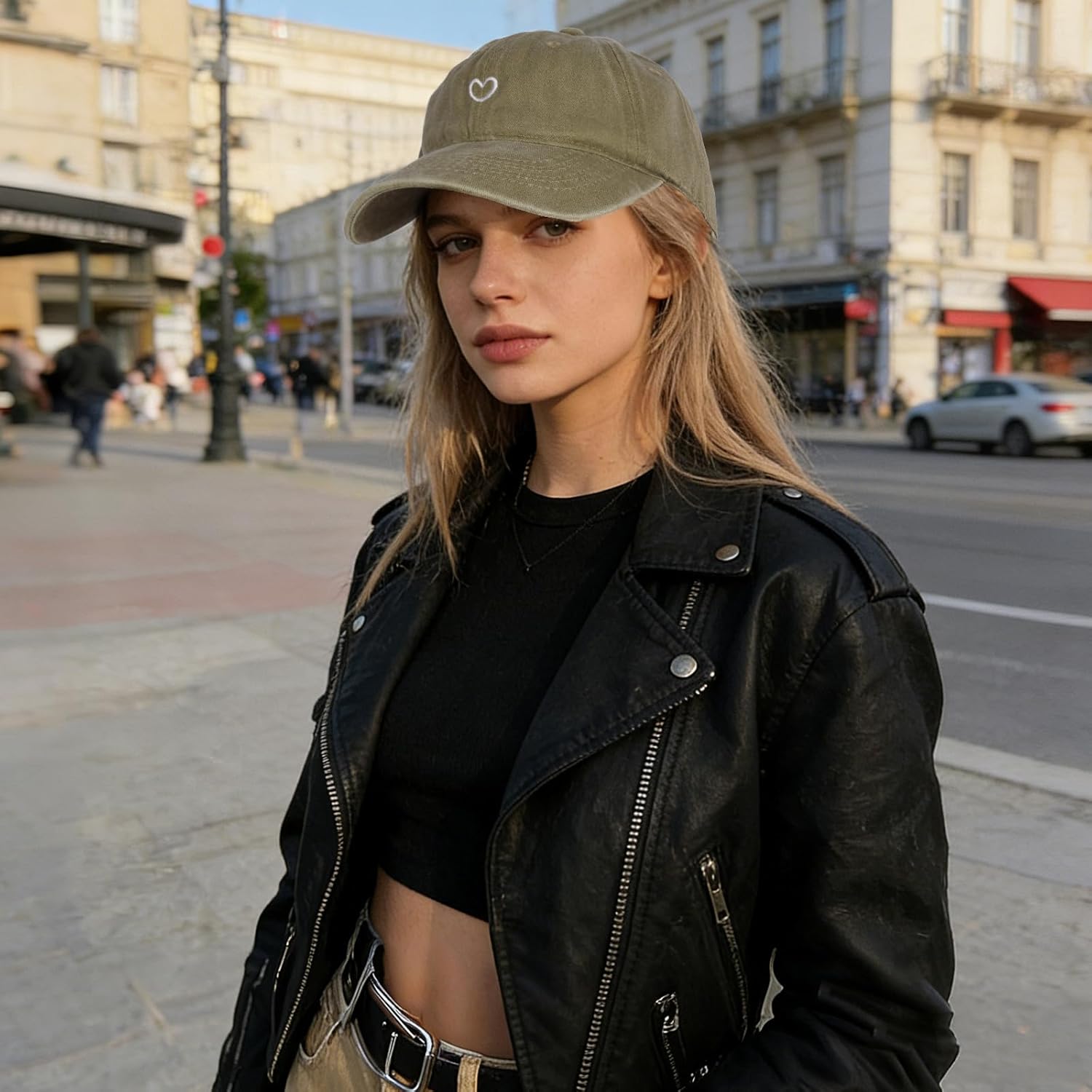 Womens Baseball Cap Cute Heart Embroidered Hat Vintage Sport Visors Adjustable Baseball Caps for Women and Men