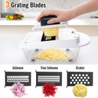 8 Blade All-In-1 Vegetable Chopper Mandoline Slicer With Container, Food Chopper, Onion Chopper, Veggie Cutter For Salad, Kitchen Gadgets Accessories Essentials, White