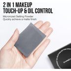 Carslan Makeup Blotting Paper With Powder, Black Magnet Blotting Sheet For Oily & Combination Skin, Portable Compact With Puff & Mirror, Keeps Makeup Fresh All Day, 150 Sheets + 8 Refill Adhesive Pads